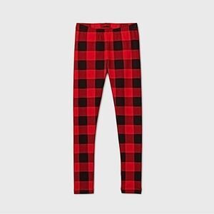 Cat & Jack Girls Red Buffalo Checker Leggings